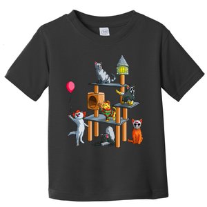 Funny Cat Horror Movies Cute Halloween For Cat Kitty Lovers Toddler T-Shirt