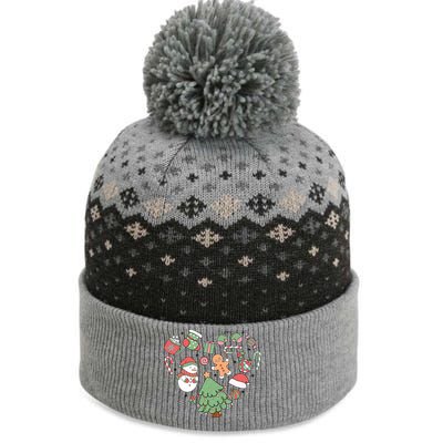 Festive Christmas Heart Holiday The Baniff Cuffed Pom Beanie