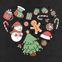 Festive Christmas Heart Holiday 7 Panel Mesh Trucker Snapback Hat