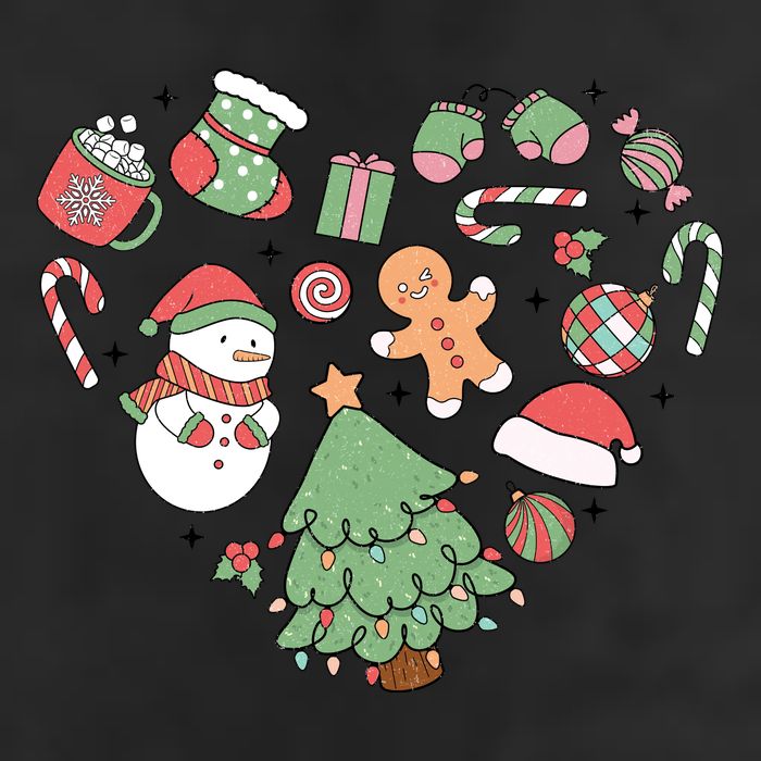 Festive Christmas Heart Holiday 7 Panel Mesh Trucker Snapback Hat
