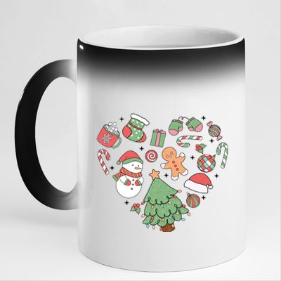 Festive Christmas Heart Holiday 11oz Black Color Changing Mug