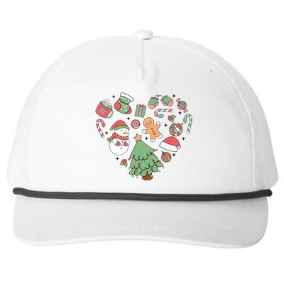 Festive Christmas Heart Holiday Snapback Five-Panel Rope Hat