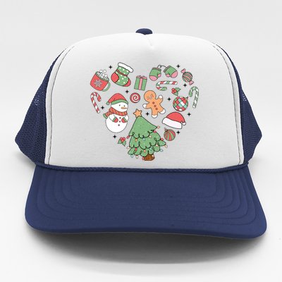 Festive Christmas Heart Holiday Trucker Hat