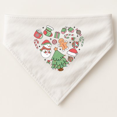 Festive Christmas Heart Holiday USA-Made Doggie Bandana