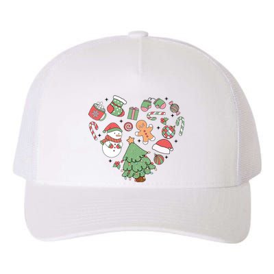 Festive Christmas Heart Holiday Yupoong Adult 5-Panel Trucker Hat