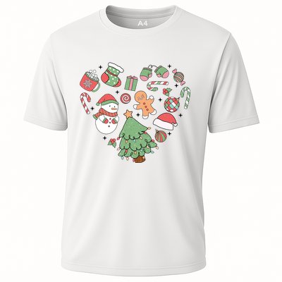 Festive Christmas Heart Holiday Cooling Performance Crew T-Shirt