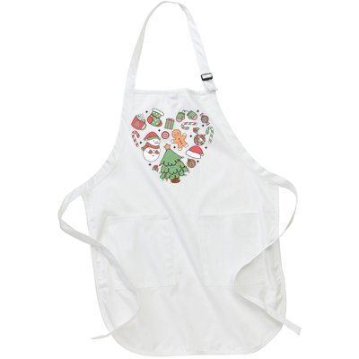 Festive Christmas Heart Holiday Full-Length Apron With Pockets