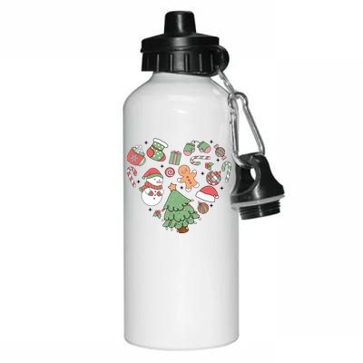 Festive Christmas Heart Holiday Aluminum Water Bottle 