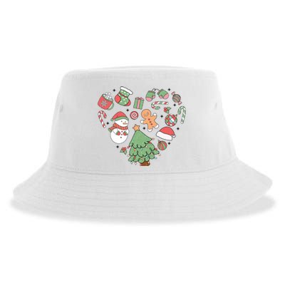 Festive Christmas Heart Holiday Sustainable Bucket Hat