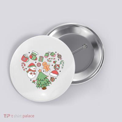 Festive Christmas Heart Holiday Button