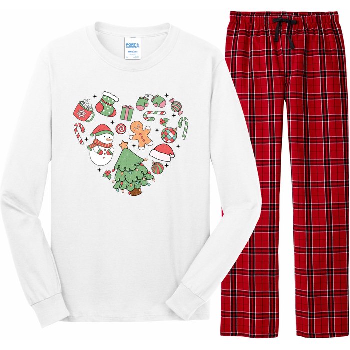 Festive Christmas Heart Holiday Long Sleeve Pajama Set