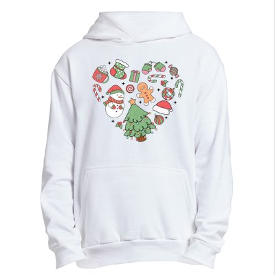 Festive Christmas Heart Holiday Urban Pullover Hoodie