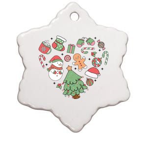 Festive Christmas Heart Holiday Ceramic Star Ornament