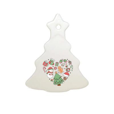 Festive Christmas Heart Holiday Ceramic Tree Ornament