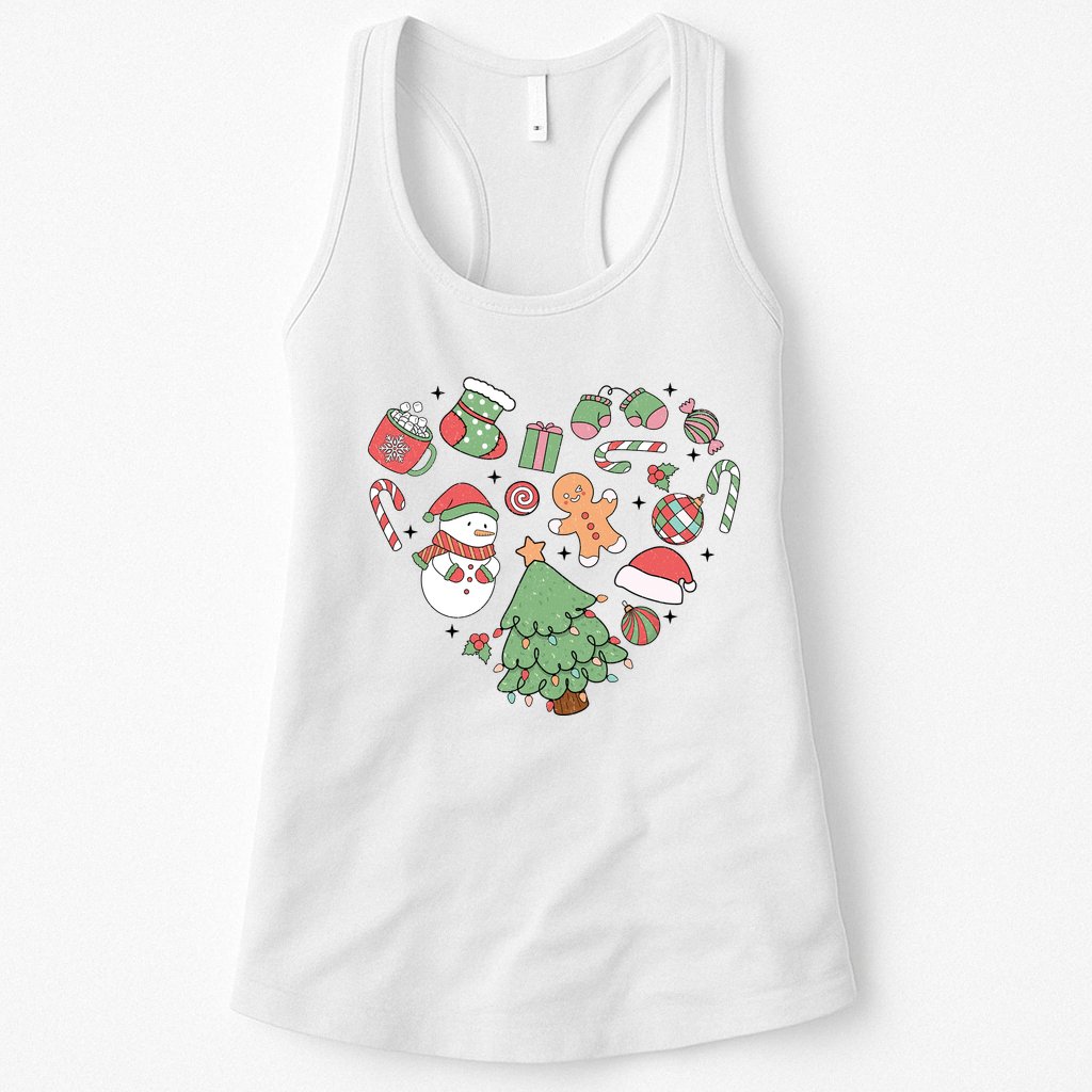 Festive Christmas Heart Holiday Womens Tank Top