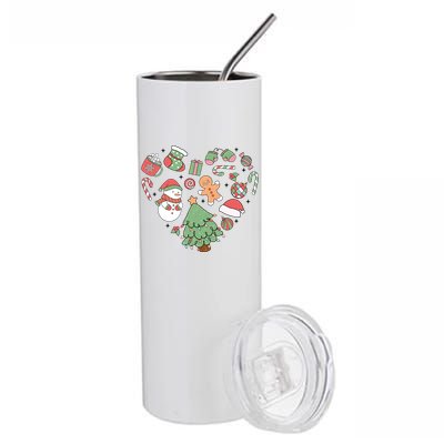 Festive Christmas Heart Holiday Stainless Steel Tumbler