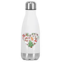 Festive Christmas Heart Holiday Stainless Steel Insulated Water Bottle