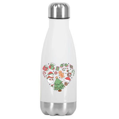 Festive Christmas Heart Holiday Stainless Steel Insulated Water Bottle