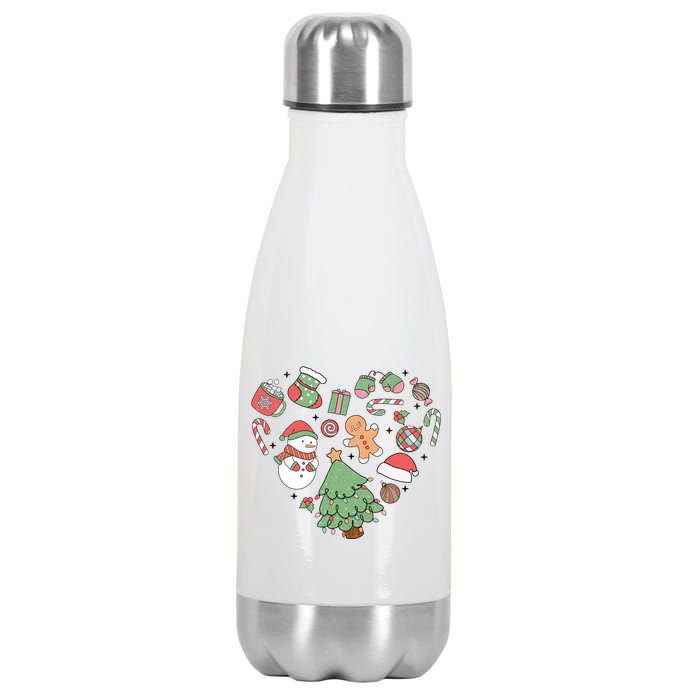 Festive Christmas Heart Holiday Stainless Steel Insulated Water Bottle