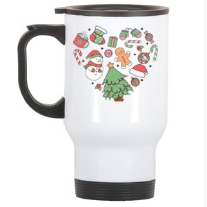 Festive Christmas Heart Holiday Stainless Steel Travel Mug