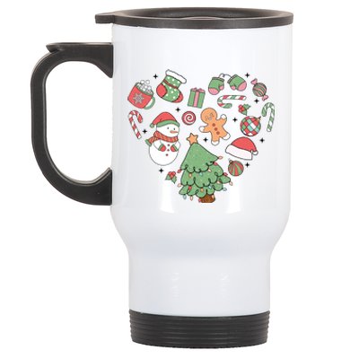 Festive Christmas Heart Holiday Stainless Steel Travel Mug