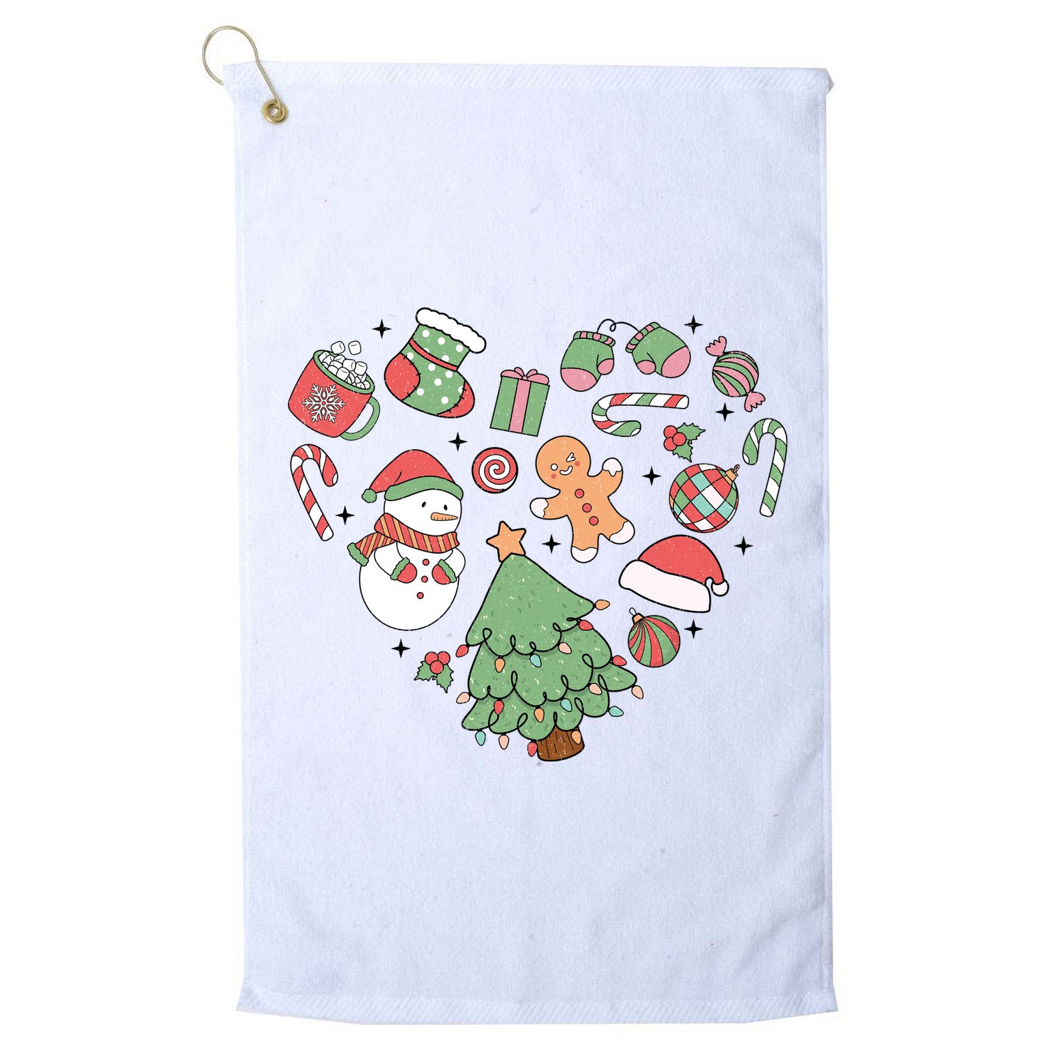 Festive Christmas Heart Holiday Golf Towel