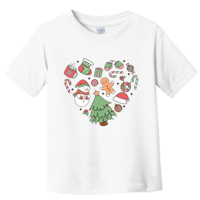 Festive Christmas Heart Holiday Toddler T-Shirt