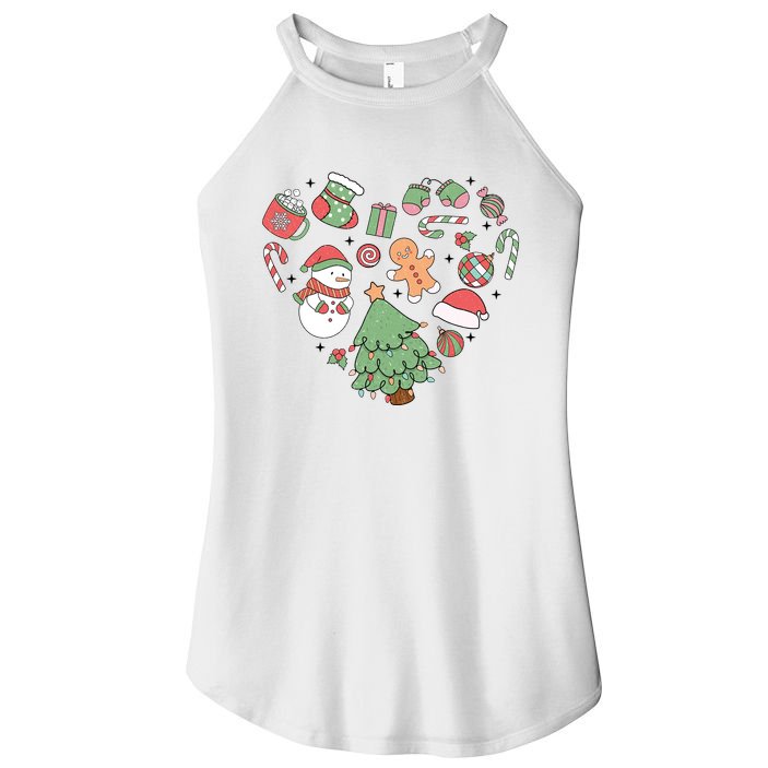 Festive Christmas Heart Holiday Women's Perfect Tri Rocker Tank