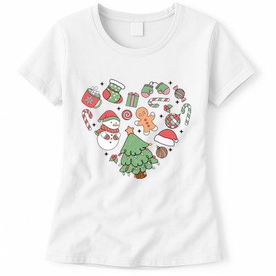 Festive Christmas Heart Holiday Womens T-Shirt