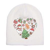 Festive Christmas Heart Holiday Short Acrylic Beanie