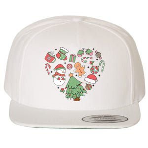 Festive Christmas Heart Holiday Wool Snapback Cap