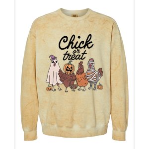 Funny Chicken Halloween Pumpkin Chick Or Treat Chicken Lovers Colorblast Crewneck Sweatshirt