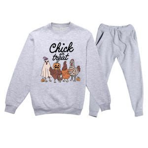 Funny Chicken Halloween Pumpkin Chick Or Treat Chicken Lovers Premium Crewneck Sweatsuit Set