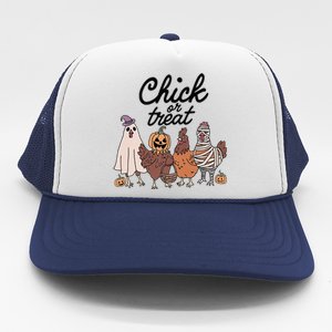 Funny Chicken Halloween Pumpkin Chick Or Treat Chicken Lovers Trucker Hat