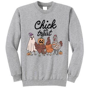 Funny Chicken Halloween Pumpkin Chick Or Treat Chicken Lovers Tall Sweatshirt