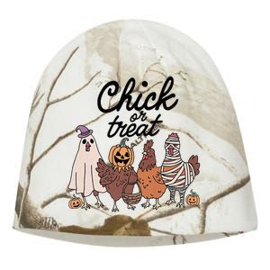 Funny Chicken Halloween Pumpkin Chick Or Treat Chicken Lovers Kati - Camo Knit Beanie