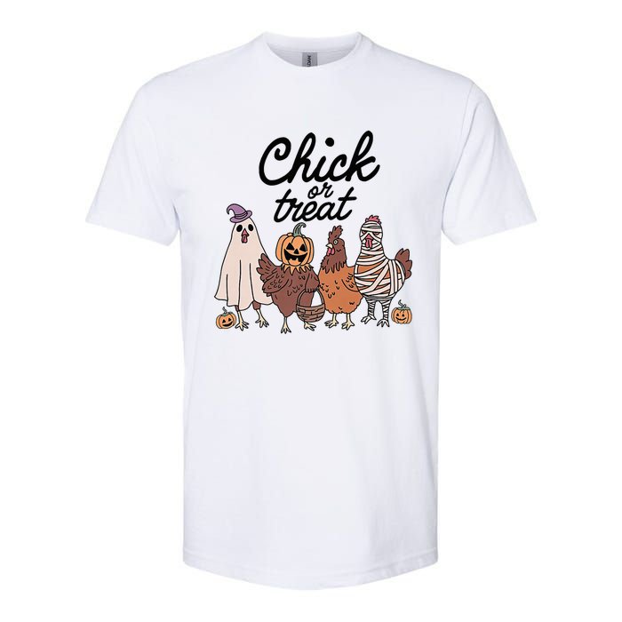 Funny Chicken Halloween Pumpkin Chick Or Treat Chicken Lovers Softstyle CVC T-Shirt