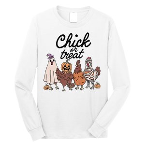 Funny Chicken Halloween Pumpkin Chick Or Treat Chicken Lovers Long Sleeve Shirt