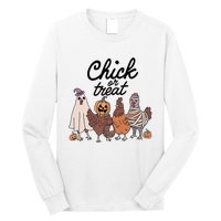 Funny Chicken Halloween Pumpkin Chick Or Treat Chicken Lovers Long Sleeve Shirt