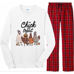 Funny Chicken Halloween Pumpkin Chick Or Treat Chicken Lovers Long Sleeve Pajama Set