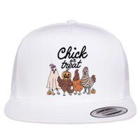 Funny Chicken Halloween Pumpkin Chick Or Treat Chicken Lovers Flat Bill Trucker Hat