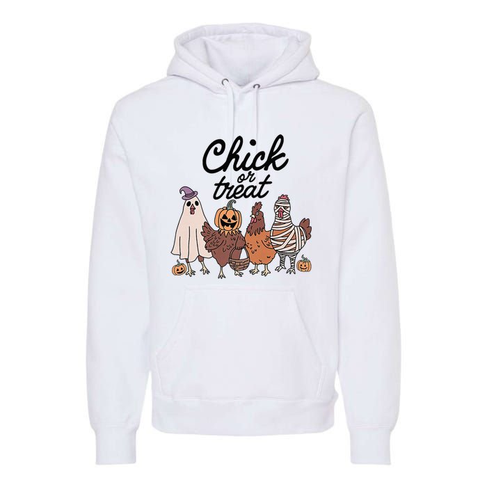 Funny Chicken Halloween Pumpkin Chick Or Treat Chicken Lovers Premium Hoodie