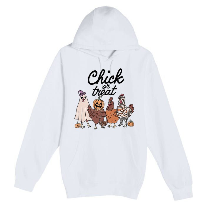 Funny Chicken Halloween Pumpkin Chick Or Treat Chicken Lovers Premium Pullover Hoodie