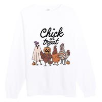 Funny Chicken Halloween Pumpkin Chick Or Treat Chicken Lovers Premium Crewneck Sweatshirt