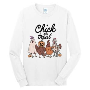 Funny Chicken Halloween Pumpkin Chick Or Treat Chicken Lovers Tall Long Sleeve T-Shirt