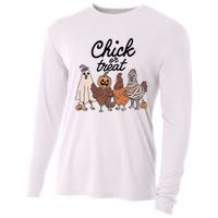 Funny Chicken Halloween Pumpkin Chick Or Treat Chicken Lovers Cooling Performance Long Sleeve Crew