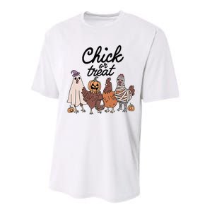 Funny Chicken Halloween Pumpkin Chick Or Treat Chicken Lovers Performance Sprint T-Shirt