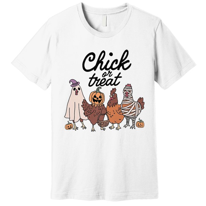 Funny Chicken Halloween Pumpkin Chick Or Treat Chicken Lovers Premium T-Shirt