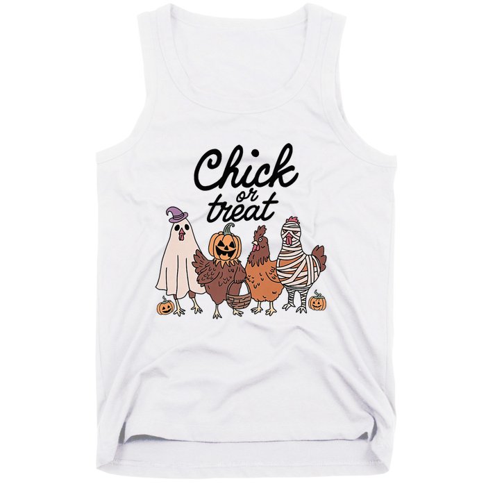 Funny Chicken Halloween Pumpkin Chick Or Treat Chicken Lovers Tank Top