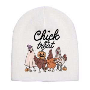 Funny Chicken Halloween Pumpkin Chick Or Treat Chicken Lovers Short Acrylic Beanie